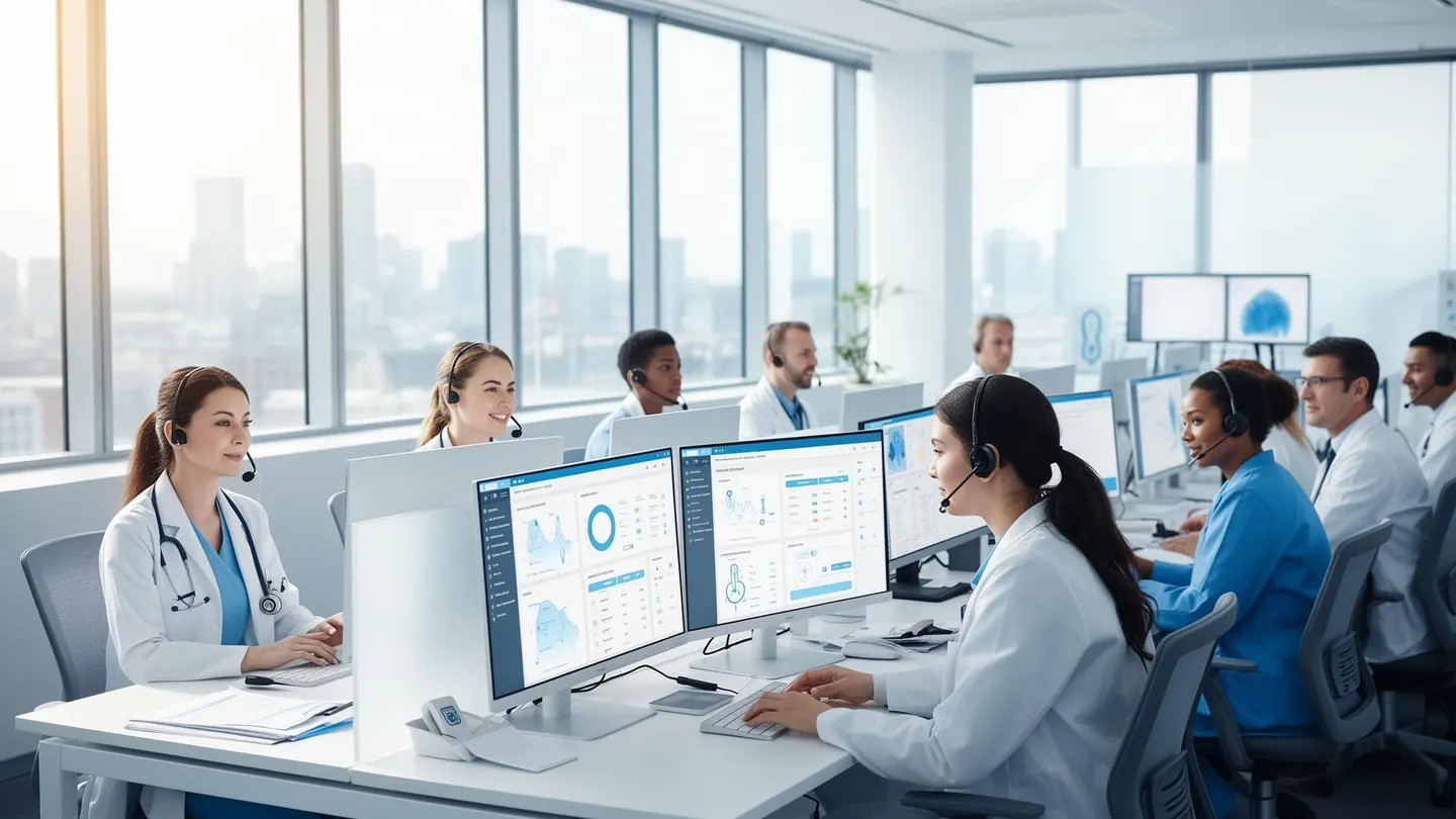 International healthcare call center agents collaborating